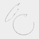 Crystal Rhinestone 3.3 Inch Hoop Clip on Earrings