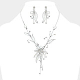 Crystal Rhinestone Metal Mesh Flower Necklace