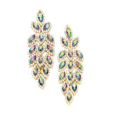 Women's Crystal Stone Leaf Cluster Marquise Evening Stud Earrings