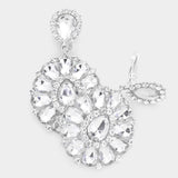 Crystal Teardrop Cluster Statement Clip on Earrings