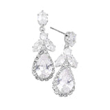 CZ Multi Stone Dangle Evening Earrings
