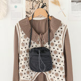 Versatile Drawstring Bucket Bag for Women - Casual Nylon Shopping Small Crossbody Mobile Phone Bag