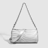 Women's versatile design crossbody bag, chain silver shoulder bag, small metallic purse crossbody