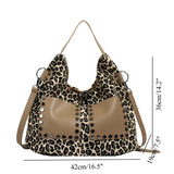 Ladies leopard print large capacity tote bag, vintage hobo bag casual, shoulder bag with crossbody strap, bag shoulder bag women