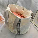 Handwoven Straw Tote – Elegant Women’s Casual Woven Bag, Commuter Travel Shoulder Purse