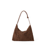 Leopard print autumn and winter small hobo bag, fashionable large capacity shoulder bag women, retro design commuter shoulder handbag