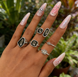 Luxury Acrylic Black Diamond Ring Minimalist Geometric Square Band