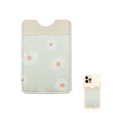 Daisy Flower Patterned Faux Leather Adhesive Card Holder For Phone