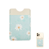Daisy Flower Patterned Faux Leather Adhesive Card Holder For Phone