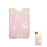 Daisy Flower Patterned Faux Leather Adhesive Card Holder For Phone