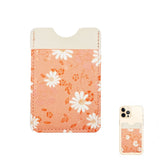 Daisy Flower Patterned Faux Leather Adhesive Card Holder For Phone