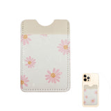 Daisy Flower Patterned Faux Leather Adhesive Card Holder For Phone