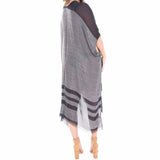 Dayna Two Tone Line Long Cover-up Cardigan Poncho Kimono