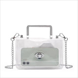 Women's Transparent evening Clutch Bag – Stylish Clear Crossbody Shoulder purse with Removable Gold Chain Strap