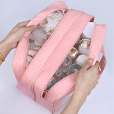 Dry & Wet Separation PVC Transparent Beach Bag – Double-Layer Portable Travel Toiletry Bag with Compartments for Makeup & Cosmetic Storage, Ideal for Organizing on-the-Go