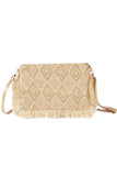 Diamond Aztec Pattern Checker Tassel Crossbody Bag