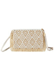 Diamond Aztec Pattern Checker Tassel Crossbody Bag