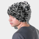 Distressed Knitted Fuzzy Winter Beanie Hat
