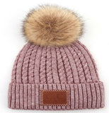 Double Braided Knit Faux Fur Pom C.C Beanie