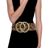 Double Open Metal Circle Buckle Accented Faux Leather Belt