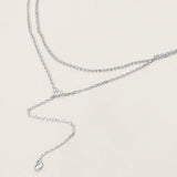 Dropped Round Stone Double Layered Y Necklace