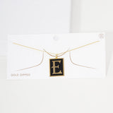 -E- Gold Dipped Enamel Rectangle Initial Monogram Pendant Necklace