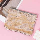 Mermaid sequined pencil case, two-color stationery storage bag, portable cosmetics change purse, small purse