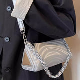 Women's versatile design crossbody bag, chain silver shoulder bag, small metallic purse crossbody
