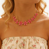 Trendy Geometric Enamel Flower Jewelry Set