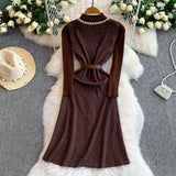 Vintage V-Needle Knit Tank Dress – Embellished Diamante Slim Fit Maxi, Layering Sweater Vest