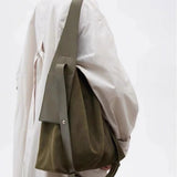 Suede large capacity commuter slouch purse, solid color shoulder bag, casual hobo bag