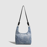 Simple retro small bucket bag, Versatile denim shoulder bag, Chain bag Crossbody bag, slouch hobo purse