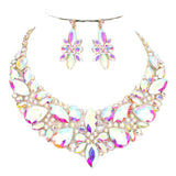 Elegant Multi Stone Evening Necklace Earrings Set