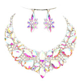 Elegant Multi Stone Evening Necklace Earrings Set