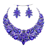 Elegant Multi Stone Evening Necklace Earrings Set