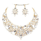 Elegant Multi Stone Evening Necklace Earrings Set