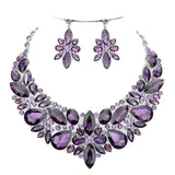 Elegant Multi Stone Evening Necklace Earrings Set