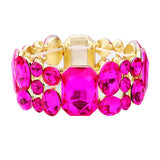 Emerald Cut Crystal Accented Stretch Evening Bracelet