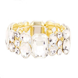 Emerald Cut Crystal Accented Stretch Evening Bracelet