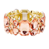 Emerald Cut Crystal Accented Stretch Evening Bracelet