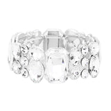 Emerald Cut Crystal Accented Stretch Evening Bracelet