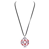 Enamel Aztec Pattern Pendant Leather Long Necklace Earrings