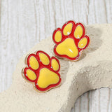 Enamel Game Day Paw Stud Earrings
