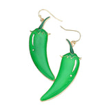 Enamel Metal Chili Pepper Dangle Earrings