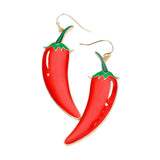 Enamel Metal Chili Pepper Dangle Earrings