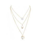 Enamel Rhinestone Evil Eye Hamsa Charm Triple Layer Necklace