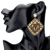 Evil Eye Pointed Multi Stone Embellished Square Earrings