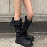 Rugged Leather Rivet Boots