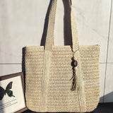 Elegant Straw Shoulder Bag – Women’s Premium Large Beach Tote, Commuter Woven Purse