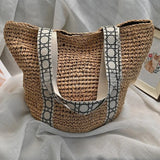 Handwoven Straw Tote – Elegant Women’s Casual Woven Bag, Commuter Travel Shoulder Purse